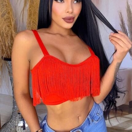 Crop top de flecos