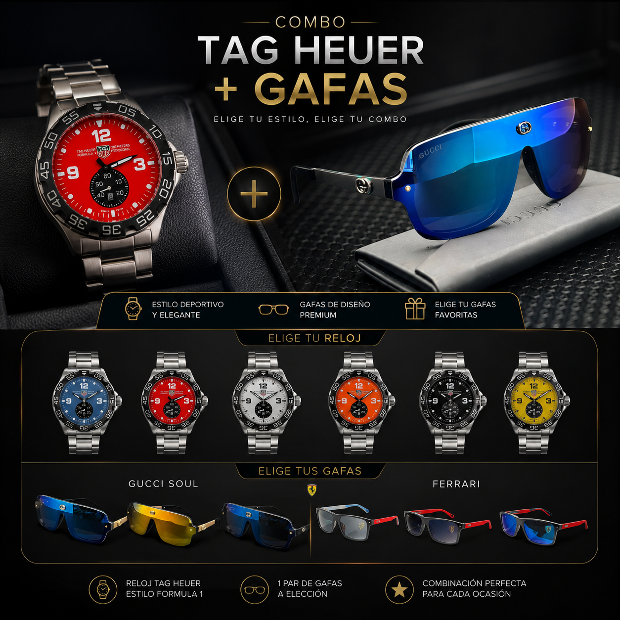 Combo Reloj Tag Heuer + Gafas Combo Reloj Tag Heuer + Gafas - Image 1